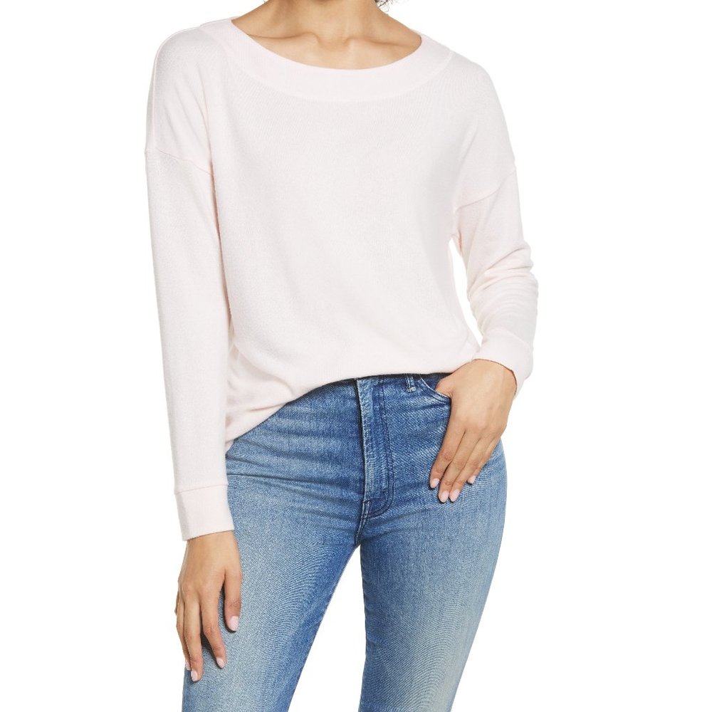 Brand New Women's Gibsonlook Bateau Neck Fleece Top, Size XX-Large - Pink G162